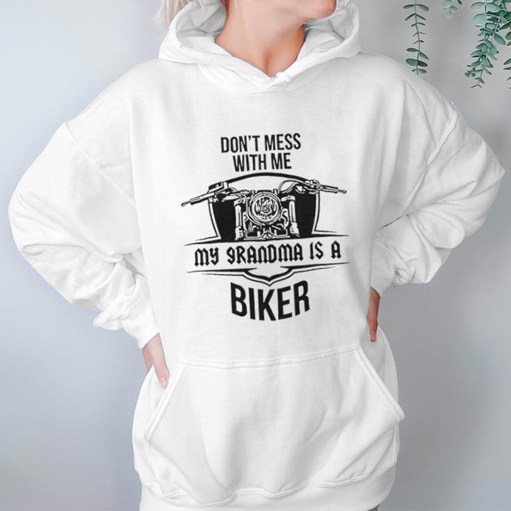 Brisco Brands Dont Mess With Me Grandma Is A Biker Newborn Baby Boy Girl Romper Women Hoodie Gifts for Her