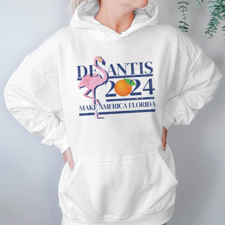 Desantis 2024 Make America Florida Flamingo Election V6 Women Hoodie Gifts for Her