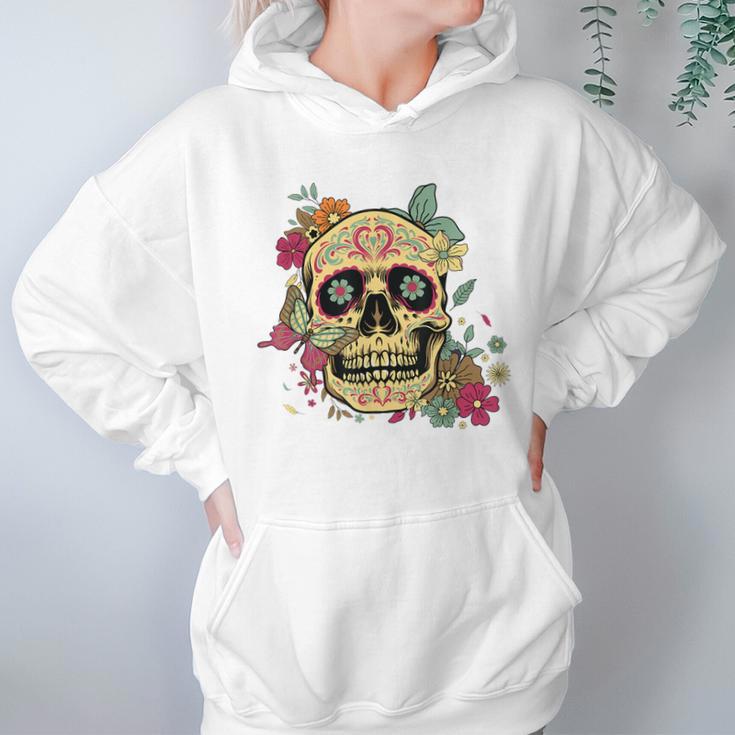 Floral Sugar Skull Dia De Los Muertos Dead Women Girl Women Hoodie Gifts for Her