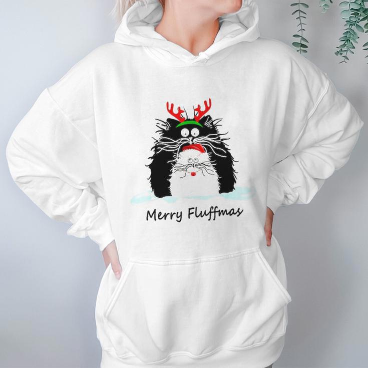 Fun Cat Merry Fluffmas Reindeer Christmas Kitten Meowlover Women Hoodie Gifts for Her