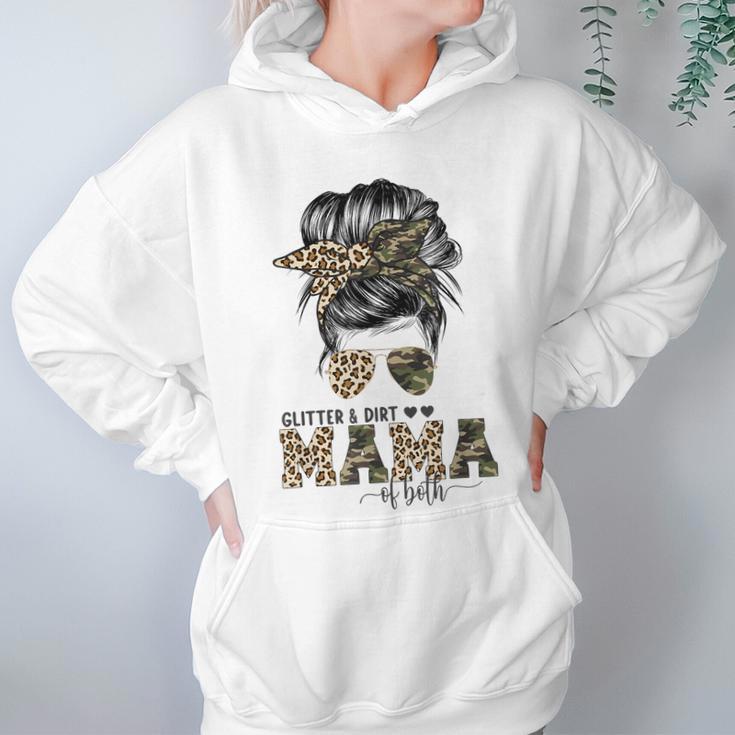 Glitter And Dirt Mama Of Both Leopard Camo Mothers Day Gift Women Hoodie Gifts for Her