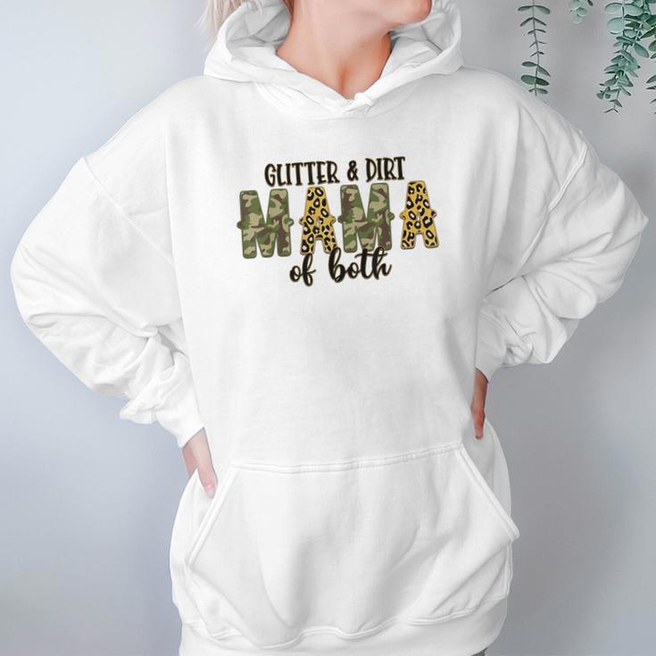 Glitter And Dirt Mom Of Both Leopard And Camo Mama Of Both Women Hoodie Gifts for Her