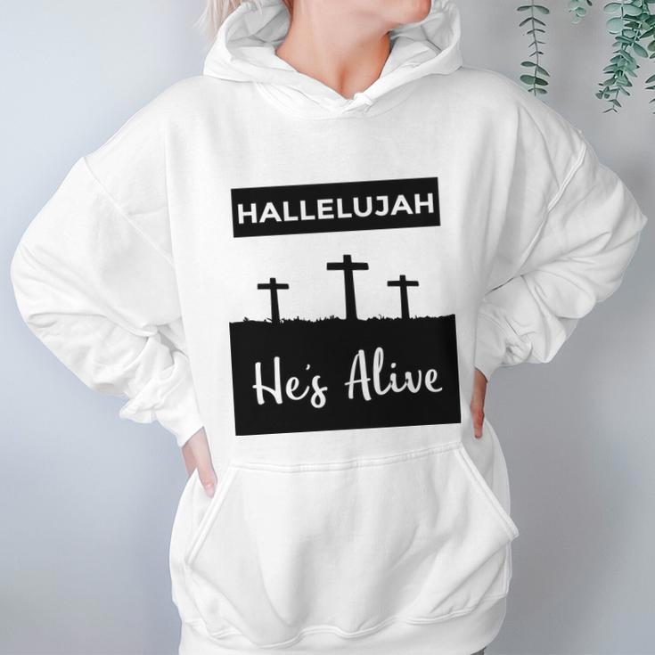 Hallelujah Hes Alive Christian Graphic Easter Women Hoodie Gifts for Her