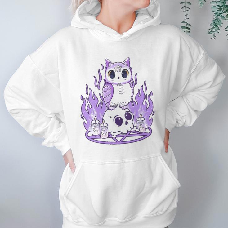 Womens Kawaii Pastel Goth I Cute Creepy Witchy Owl And Skull Women Hoodie Gifts for Her