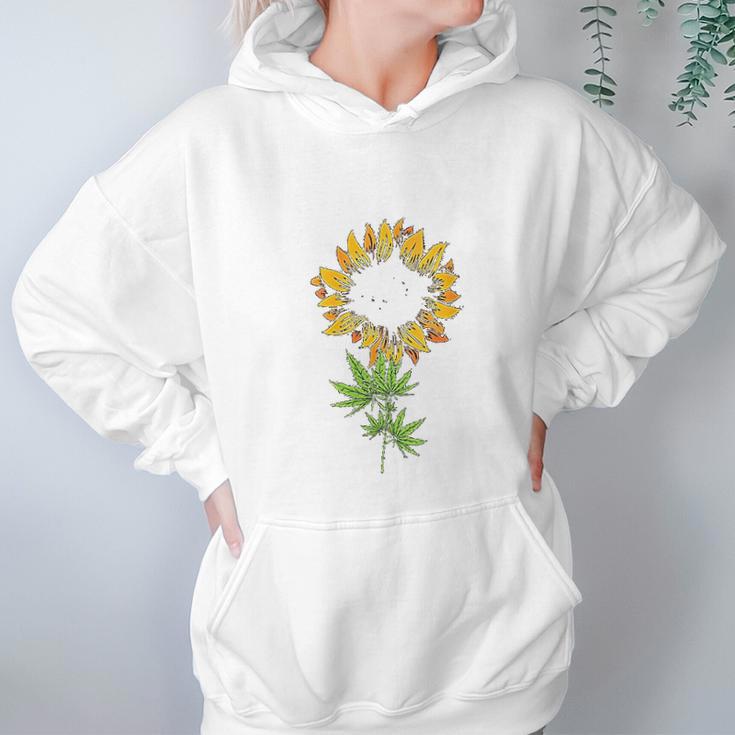 Marijuana Leaf Cannabis Sunflower Cool Stoner Gifts Women Hoodie Gifts for Her