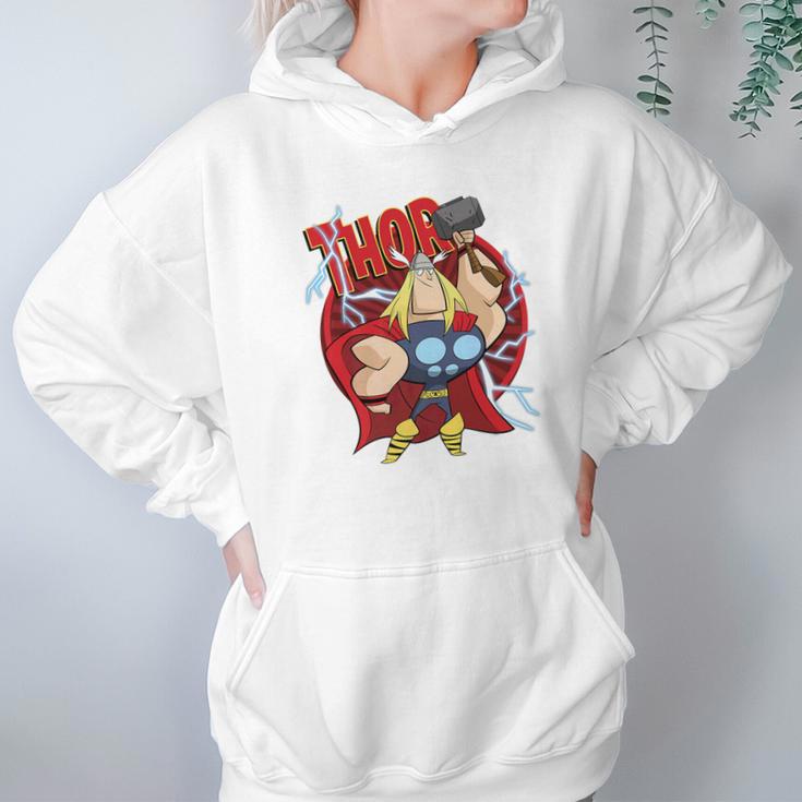 Marvel Thor God Of Thunder Retro Power Stance Logo Women Hoodie Gifts for Her