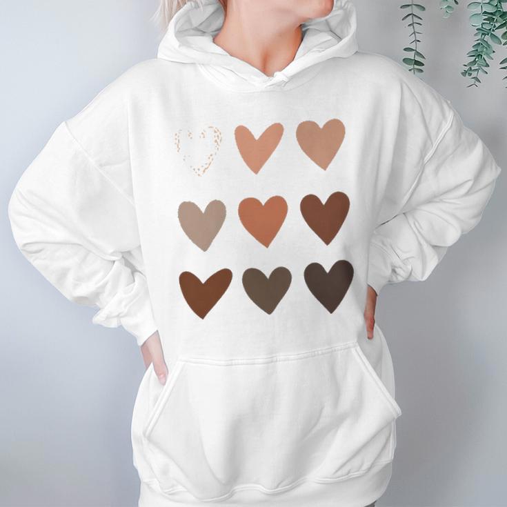 Melanin Skin Tone Hearts Be Kind Black History Month Women Hoodie Gifts for Her