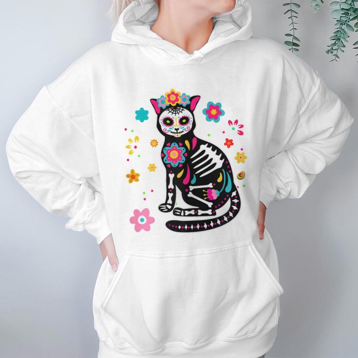 Womens Mexican Cat Dia De Los Muertos Sugar Skull Day Of The Dead Women Hoodie Gifts for Her