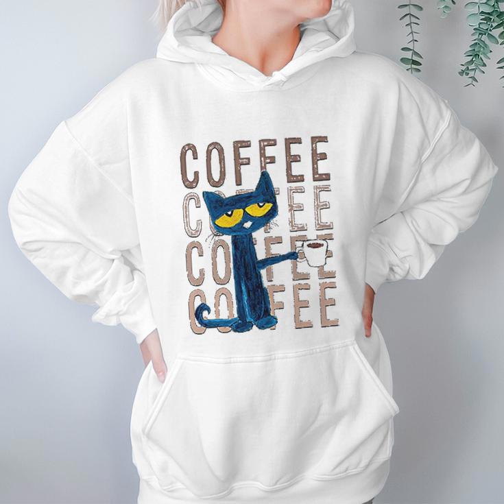 Pete The Cat Pete With Coffee Women Hoodie Gifts for Her