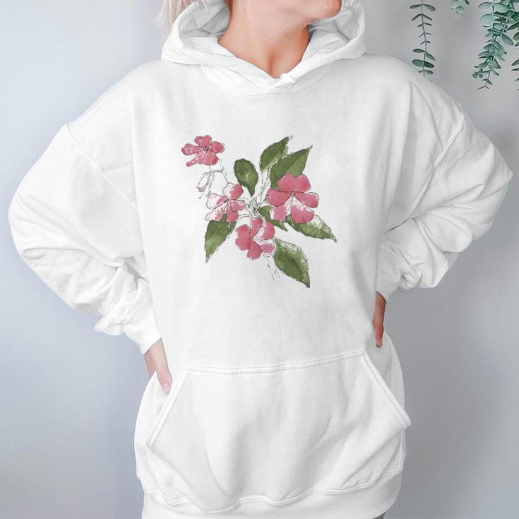 Pink Sultana Floral By Hannah Borger Overbeck Women Hoodie Gifts for Her