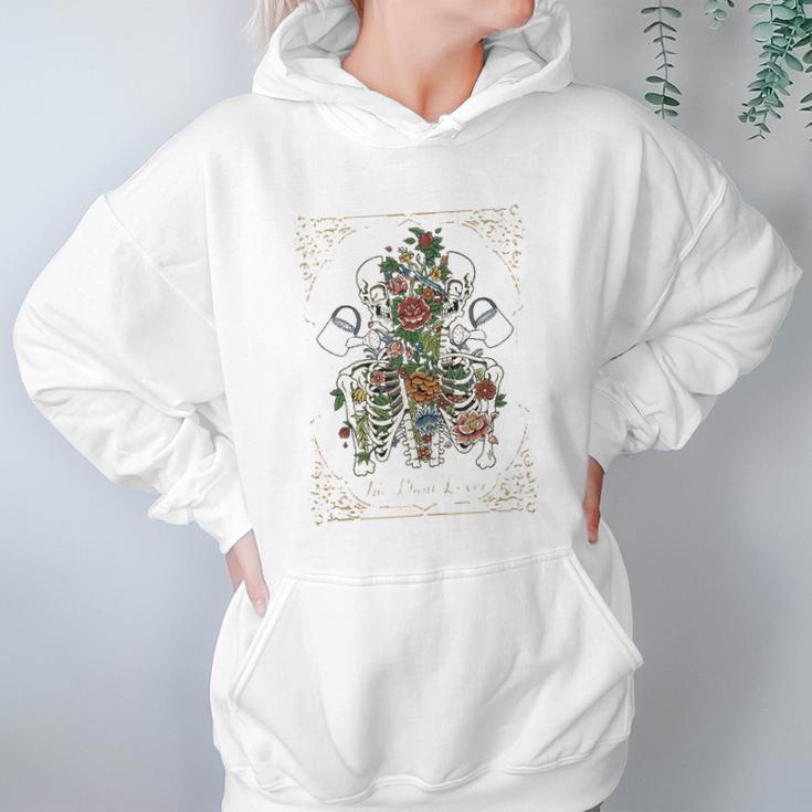 The Plant Lover Tarot Card Skeleton Skull Flowers Plants Women Hoodie Gifts for Her