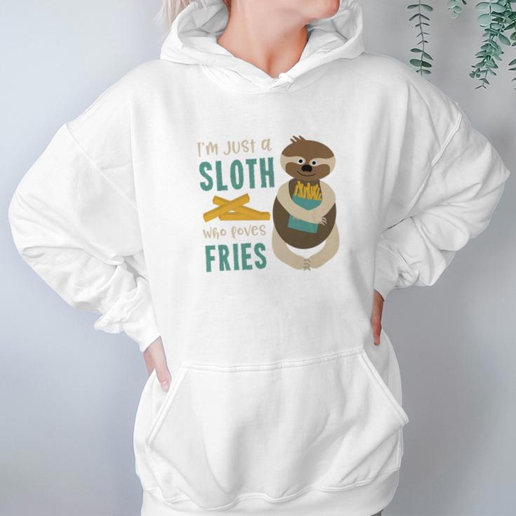 Sloth Who Loves Fries Funny French Fry Gift Women Hoodie Gifts for Her