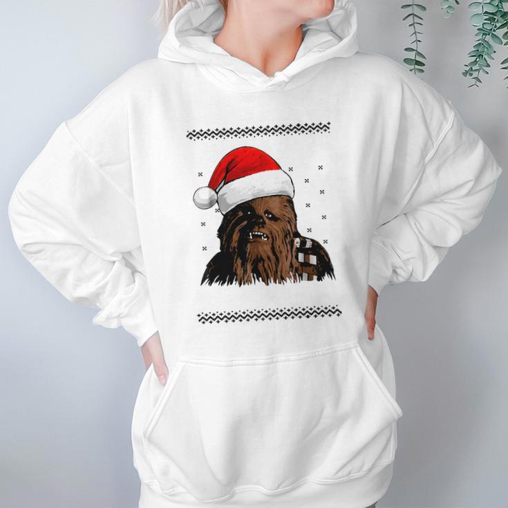 Star Wars Chewie Santa Hat Ugly Christmas Sweater T-Shirt Women Hoodie Gifts for Her