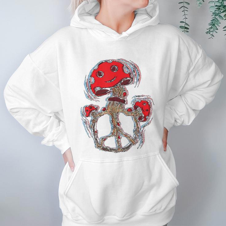 Trippy Magic Mushrooms Peace Sign 70S Women Hoodie Gifts for Her