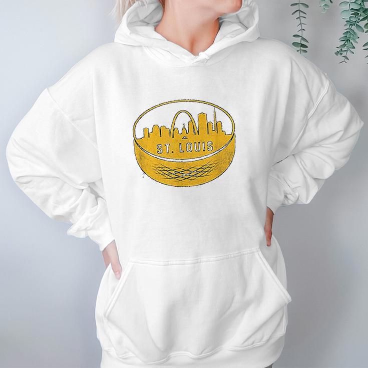 Vintage St Louis Missouri Cityscape Hockey Retro Women Hoodie Gifts for Her