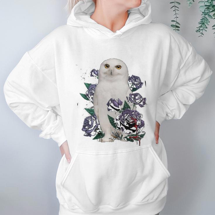 A White Owl And Purple Roses Women Hoodie Gifts for Her