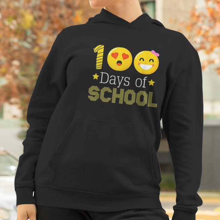 100Th Days Of School Kindergarten Teacher Emoji Women Hoodie Gifts for Women