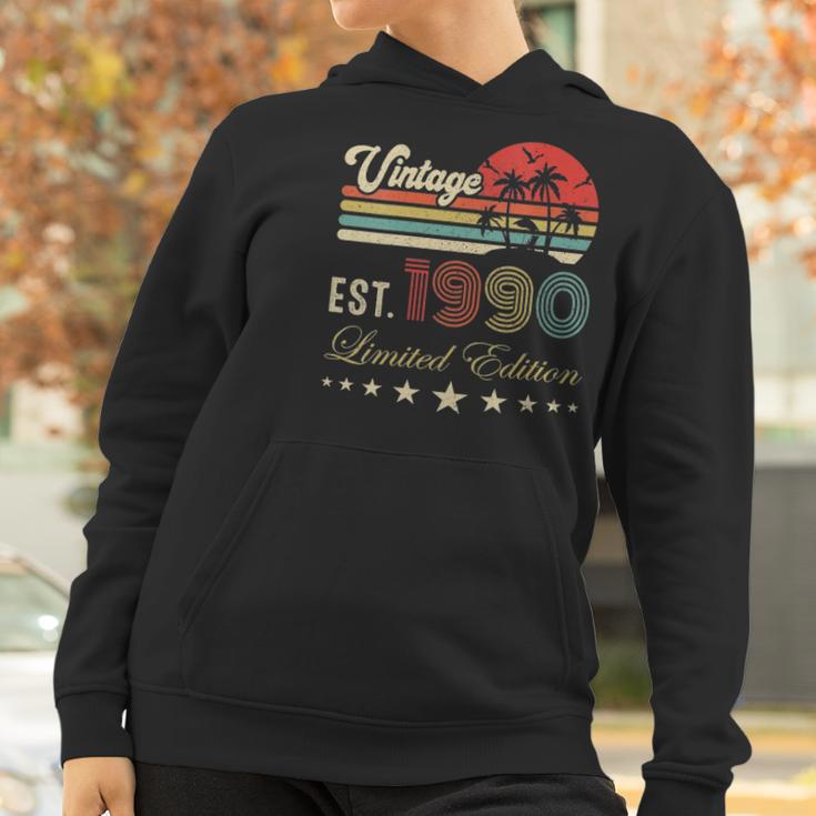 Womens 32Nd Birthday Born 1990 Vintage Limited Edition 32 Birthday V-Neck Women Hoodie Gifts for Women