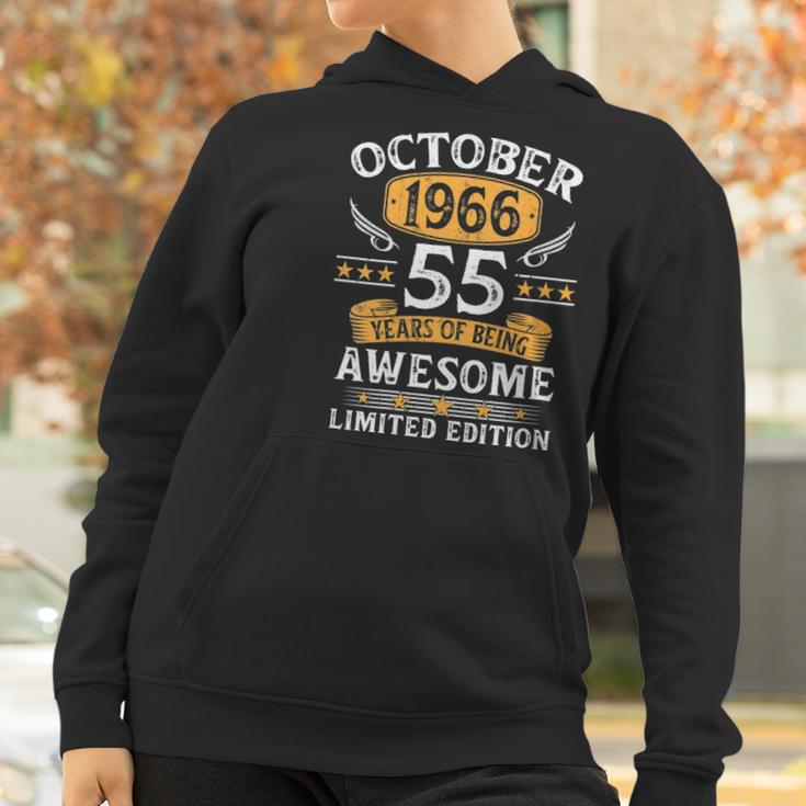 Womens 55 Years Old Birthday Vintage October 1966 Limited Edition V-Neck Women Hoodie Gifts for Women