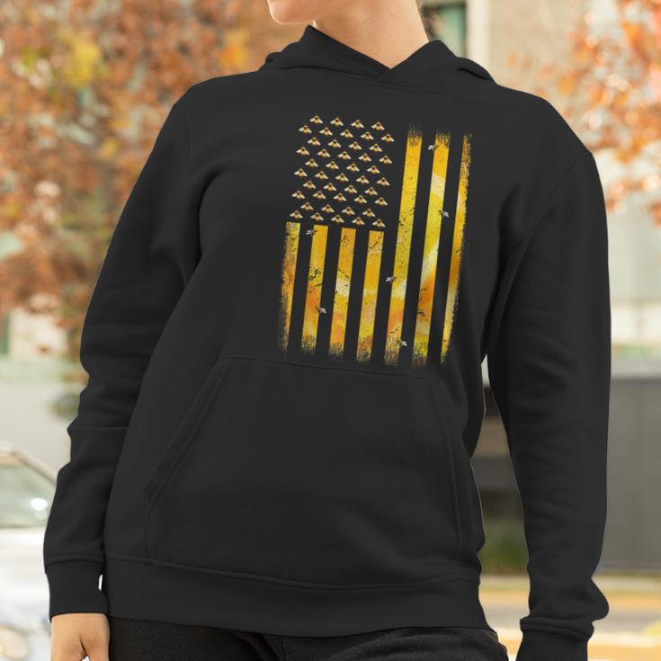 American Flag Honey Bee Honeycomb Beekeeper Beekeeping Women Hoodie Gifts for Women