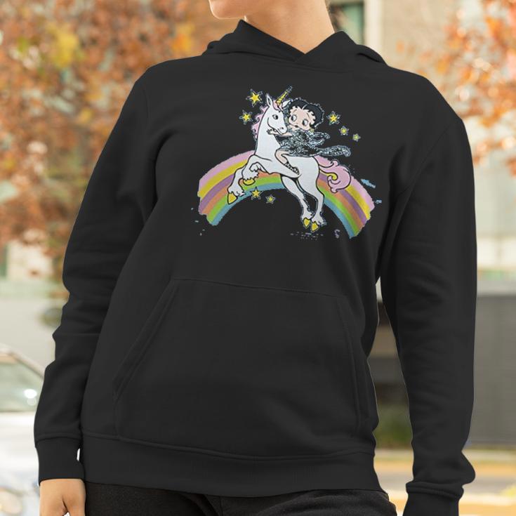 Betty Boop Cartoon Unicorn And Rainbows Women Hoodie Gifts for Women