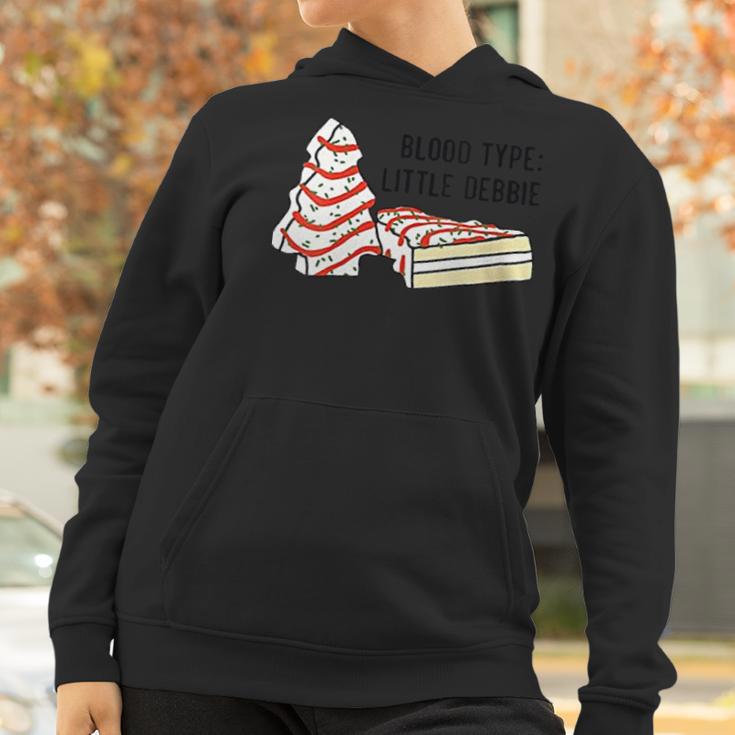 Womens Blood Type Little Debbie Inspired Christmas Tree Snack Cake Women Hoodie Gifts for Women