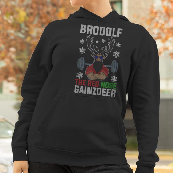 Brodolf The Red Nose Gainzdeer Gym Ugly Christmas Women Hoodie Gifts for Women