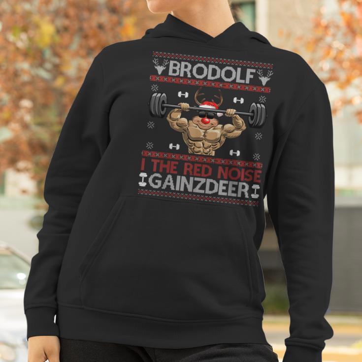 Brodolf The Red Nose Gainzdeer Gym Ugly Christmas Sweater Women Hoodie Gifts for Women