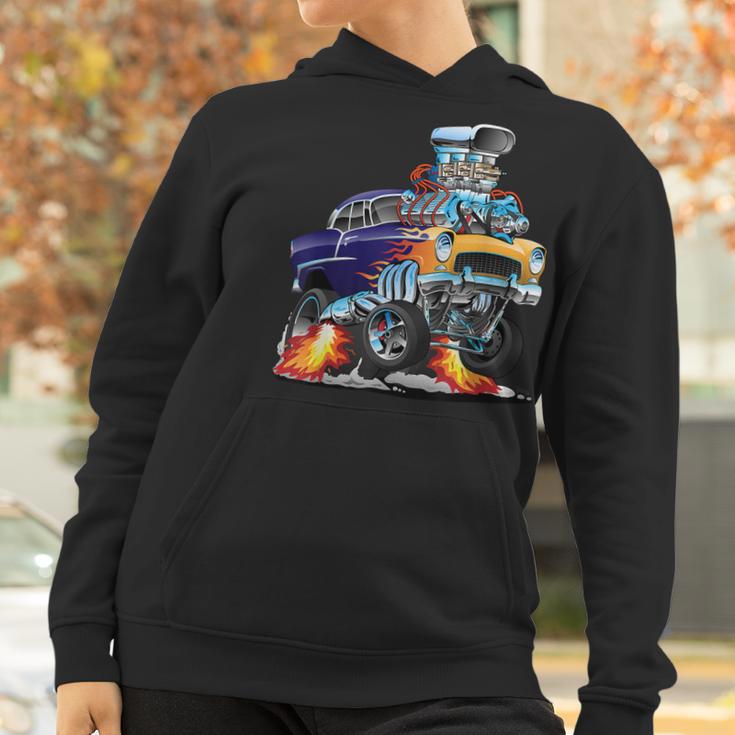 Classic Funny Fifties Muscle Car Hot Rod Dragster Cartoon Women Hoodie Gifts for Women