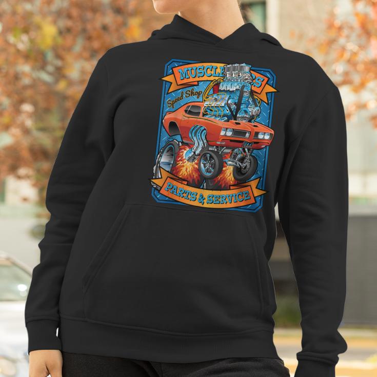 Classic Sixties Muscle Car Funny Dragster Hot Rod Cartoon V2 Women Hoodie Gifts for Women