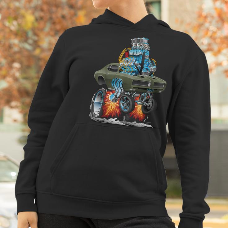 Classic Sixties Muscle Car Funny Dragster Hot Rod Cartoon V3 Women Hoodie Gifts for Women