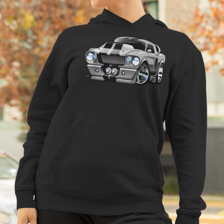 Classic Sixties Muscle Car Hot Rod Cartoon Illustration V2 Women Hoodie Gifts for Women