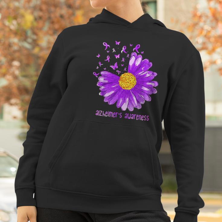 Daisy Butterfly Purple Ribbon Alzheimer Awareness Women Hoodie Gifts for Women