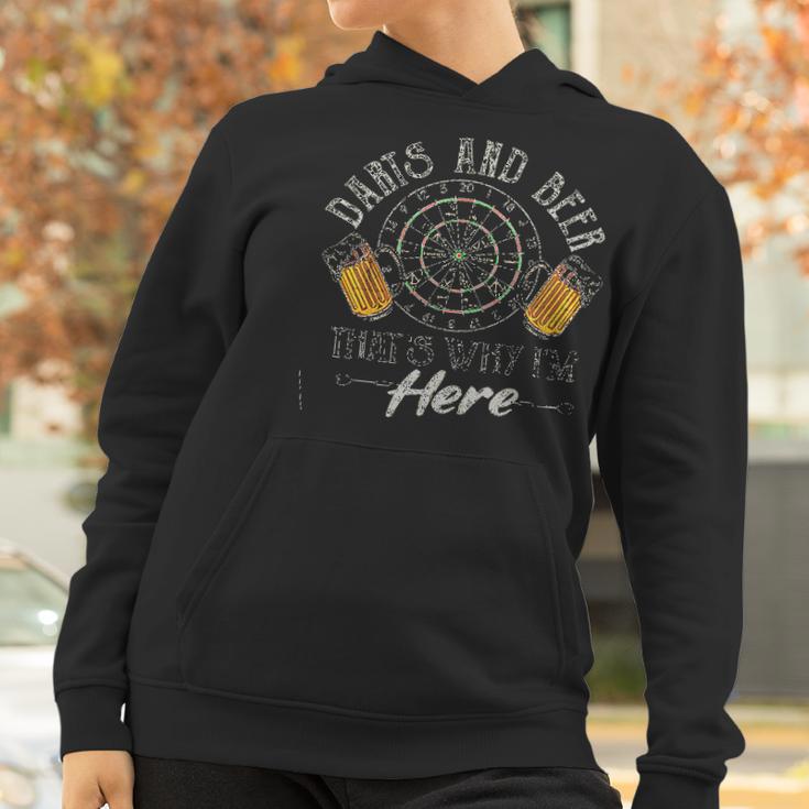 Darts And Beer Thats Why Im Here Meaningful 2022 Gift Women Hoodie Gifts for Women