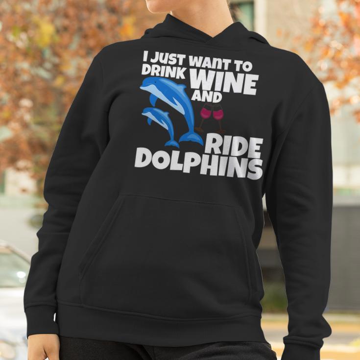 Drink Wine And Ride Dolphins Women Funny Dolphin Tee Women Hoodie Gifts for Women