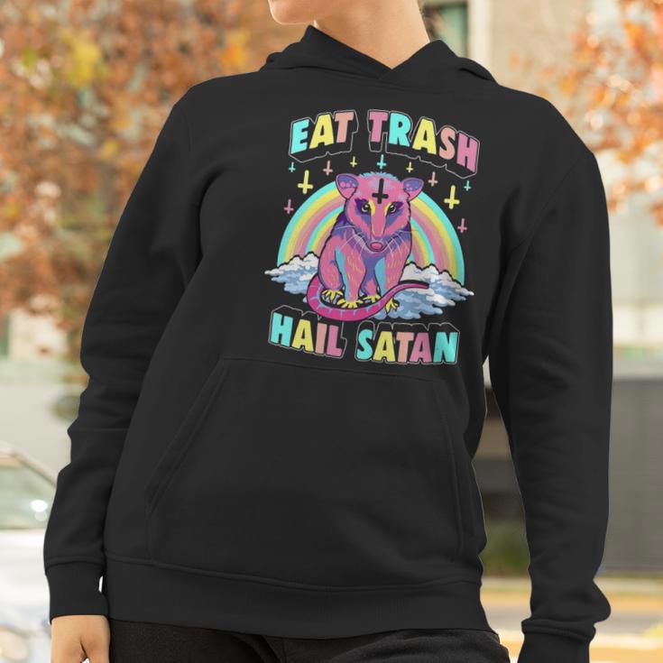 Womens Eat Trash Hail Satan Kawaii Pastel Goth Possum V-Neck Women Hoodie Gifts for Women