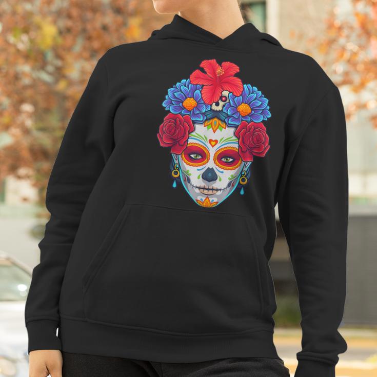 Floral Sugar Skull Day Of The Dead Dia De Muertos Women Women Hoodie Gifts for Women