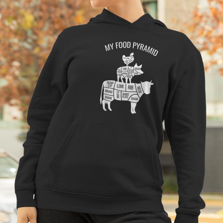 My Food Pyramid Funny Carnivore Cow Pig Chicken Women Hoodie Gifts for Women