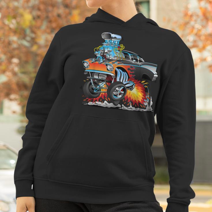 Funny Classic Hot Rod Fifties Drag Racing Muscle Car Cartoon Women Hoodie Gifts for Women