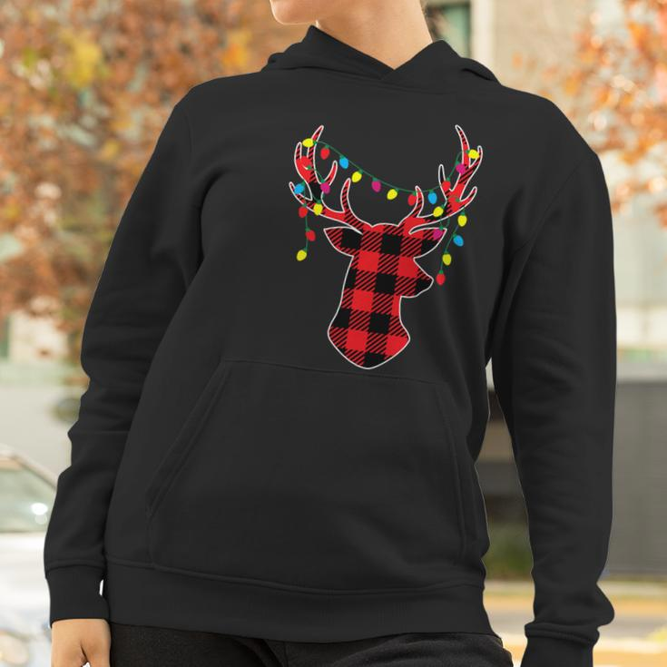 Funny Classic Red & Black Christmas Buffalo Plaid Deer Women Hoodie Gifts for Women