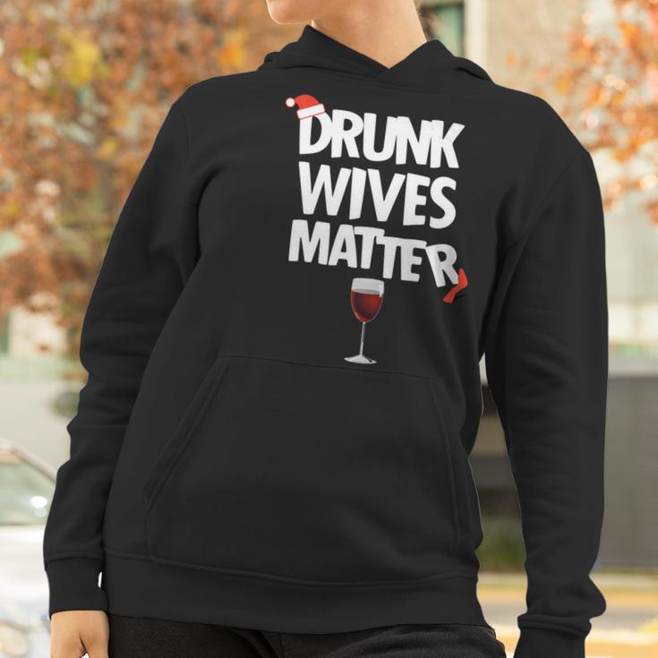 Funny Drunk Wives Matter Christmas Wife Drinking Wine Women Hoodie Gifts for Women