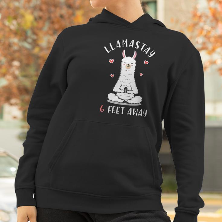 Funny Llama Social Distancing Llamastay 6 Feet Away Women Hoodie Gifts for Women