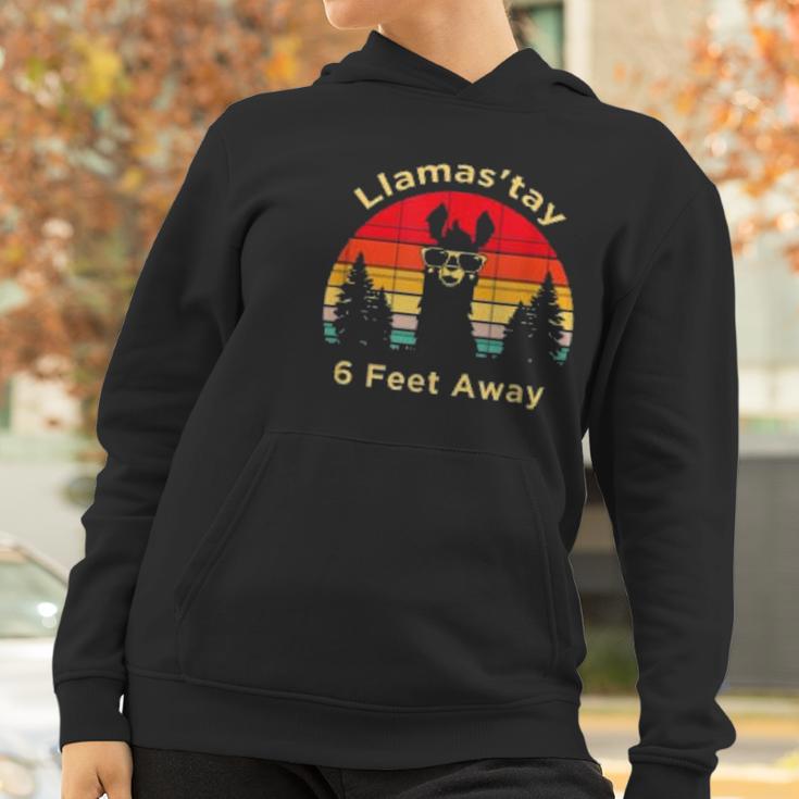 Funny Social Distancing Llama Retro Yoga Gift Women Hoodie Gifts for Women