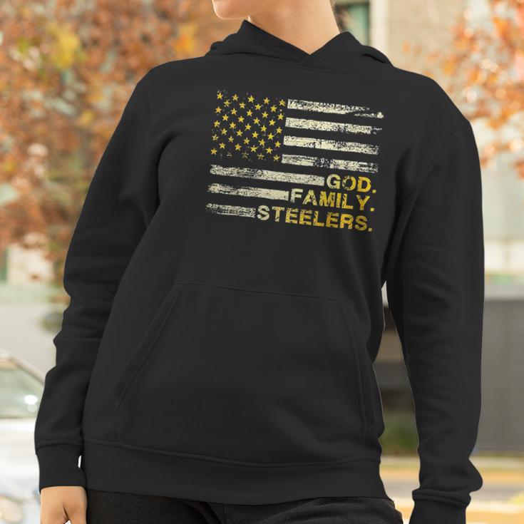 God Family Steelers Us Vintage Flag Team Dad Mam Day Gifts Women Hoodie Gifts for Women