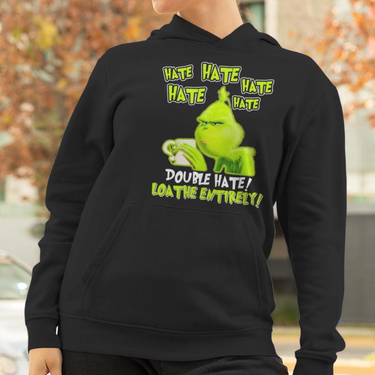 Grinch Drinking Coffee Double Hate Loathe Entirely Women Hoodie Gifts for Women