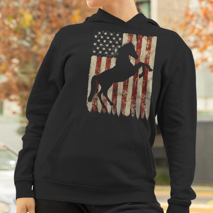 Horse American Flag Usa Patriotic Stallion Gift Women Hoodie Gifts for Women