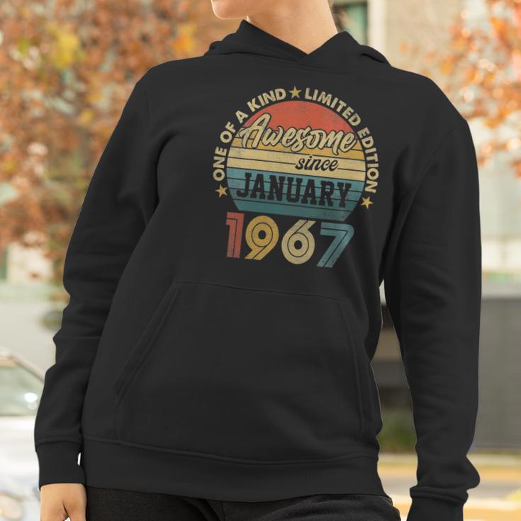 Womens January 1967 Vintage 55 Years Old Retro 55Th Birthday Gift V-Neck Women Hoodie Gifts for Women