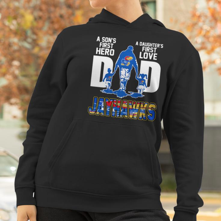 Jayhawks Dad A Son’S First Hero A Daughter’S First Love Shirtn Women Hoodie Gifts for Women