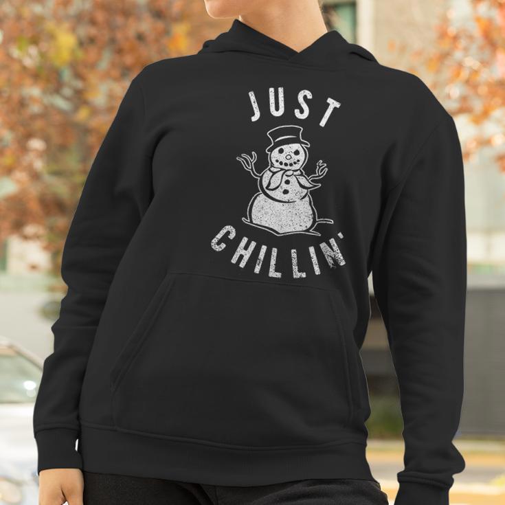 Just Chillin Snowman Cute Funny Christmas Winter Women Hoodie Gifts for Women