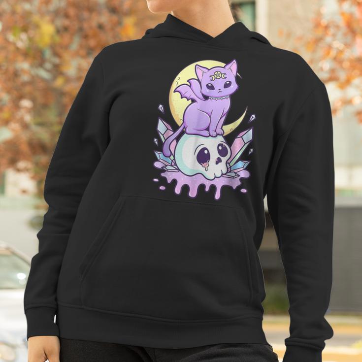 Kawaii Pastel Goth Cute Creepy Witchy Cat And Skull V2 Men Women T-Shirt Graphic Print Casual Unisex Tee Women Hoodie Gifts for Women